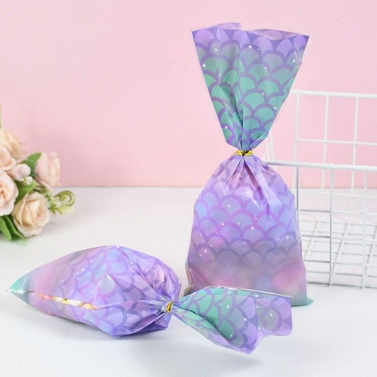 

YBW-2429 100pcs Mermaid Tas Bingkisan Goodie Bag Mermaid Kantong Kemasan Permen Cookies Bag Premium