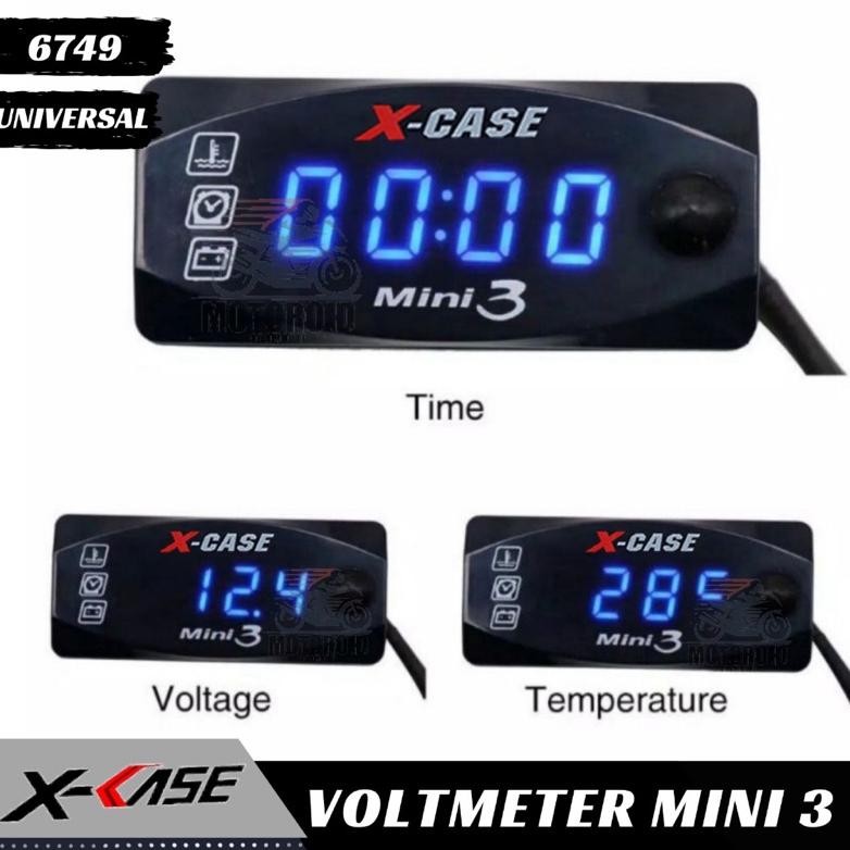 VOLTMETER X-CASE 3 MINI VOLT METER ACCU AKI 3 IN 1 ANTI AIR UNIVERSAL SEMUA MOTOR