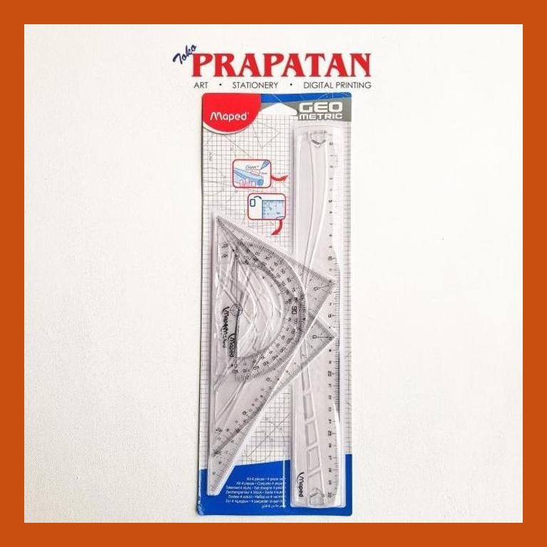 

[ PERALATAN LUKIS / GAMBAR ] PENGGARIS GEO METRIC MAPED SET 4 PC / GEO METRIC RULER COD