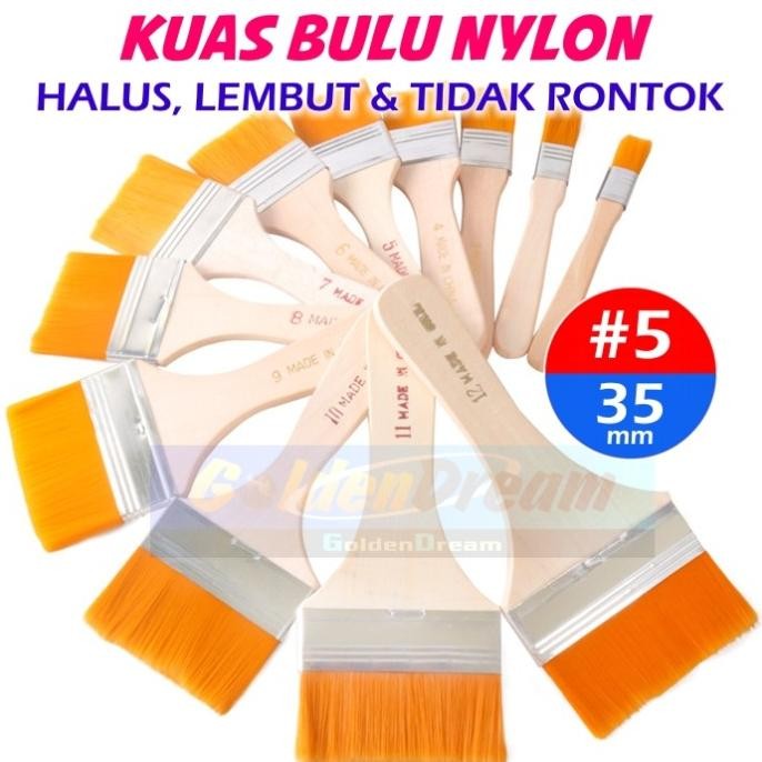 

Kuas Bulu Nylon Halus No.5 35mm 3.5cm 1.5 inch Lembut Kue Lukis PCB