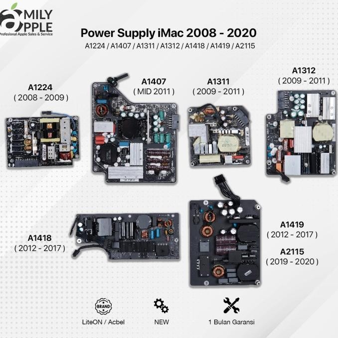BEBAS ONGKIR - Power Supply PSU Imac A1311 A1312 A1418 A1419 A2115 A1224 2008 - 2020
