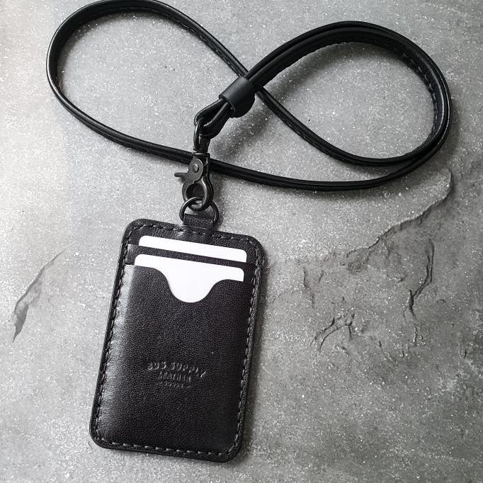 

NEW BDS BROOKS - Handcrafted leather Lanyard ID card Holder, triple slot