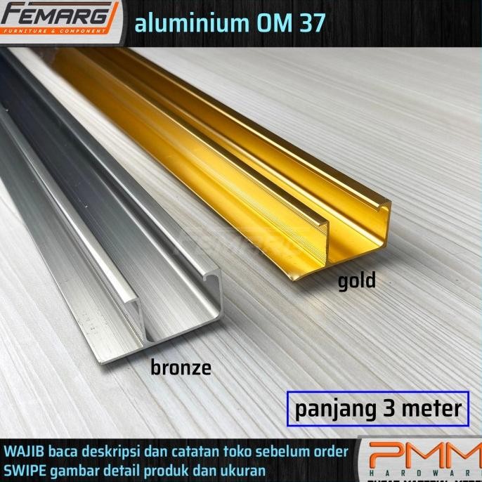 TERMURAH - Handle aluminium profile OM 37 FEMARG | profil alumunium gagang pintu lemari edging