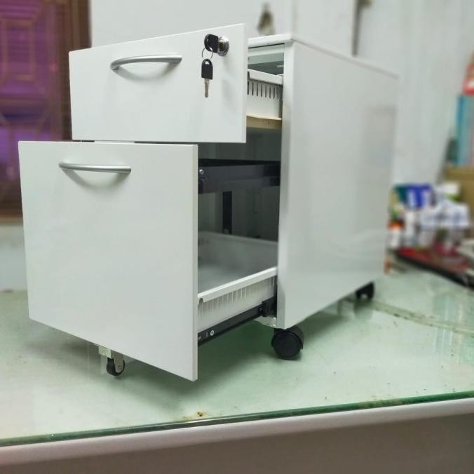 BEBAS ONGKIR - Laci Besi 2 Susun Filing Cabinet Drawer Cabinet Nakas Besi Ada Roda