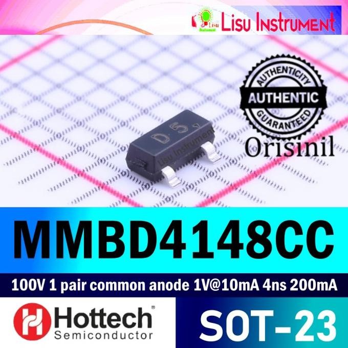 Baru (10) MMBD4148CC 100V 1 pair common anode 1V 10mA 4ns 200mA SOT-23 Switching Diodes Original Hot