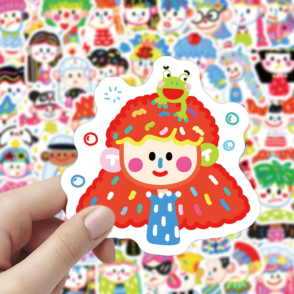 

Stiker Kartun Orang Kecil yang Lucu Berwarna-warni Elemen Kreatif Etnik Karakter Jurnal