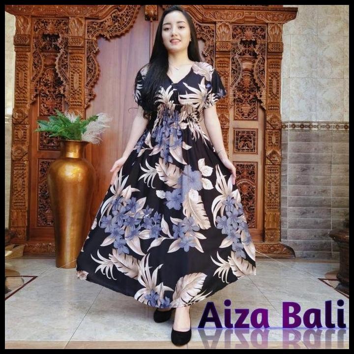 Terlaris Dress Mozza Panjang Motif Bunga Anggrek Javanese Style Lengan Pendek Rayon Super Premium Da