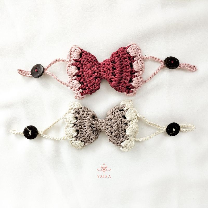 VAIZA - [ Konektor Masker Rajut Pita ] Konektor Masker Hijab Kancing Batok / Tali Masker Hijab