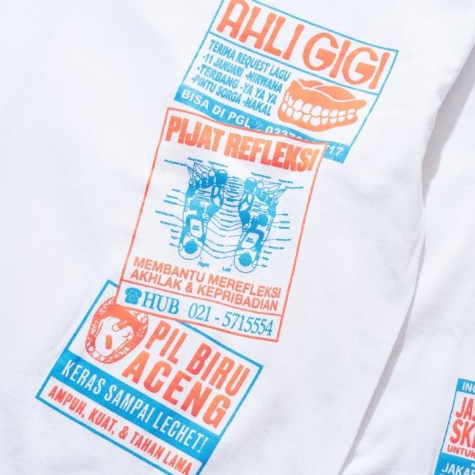 Kamengski - Sticker Tiang Listrik White Long Sleeve Tee Original Dan Terpercaya