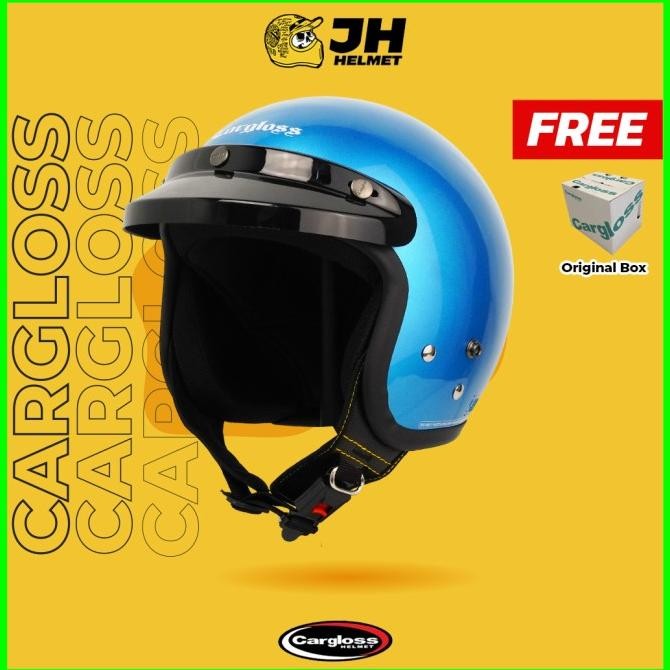 JUAL Helm Cargloss Biru Blue Glossy (Helm Retro / Helm Classic)
