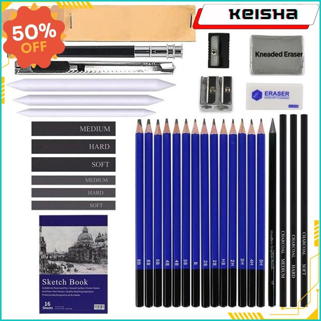 

35Pcs/Set Sketch Pencil Pisau Penghapus Dan Pensil Gambar Untuk Keperluan Sekolah Pencil Drawing Set Siap Kirim