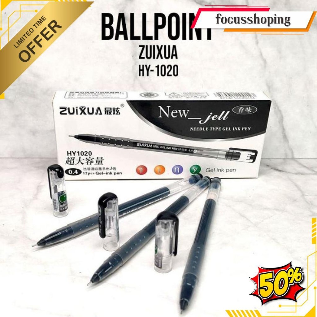 

[1 Pack] Promo Pulpen Gel Zuixua New Jell Isi 12Pcs-Pulpen Gel New Jell 0.4Mm Termurah Banget
