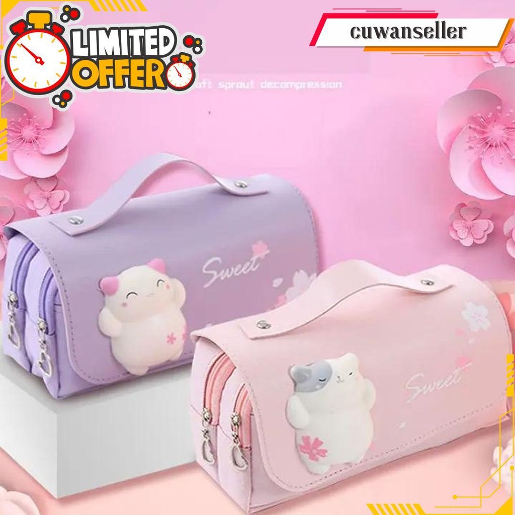 

Kartun Tas Pensil Dekompresi/Kotak Alat Tulis 3D Kapasitas Besar Sekolah Dasar Tas Pensil Multifungsi Dekompresi/Super Cute Girl Heart 3D Original Produk