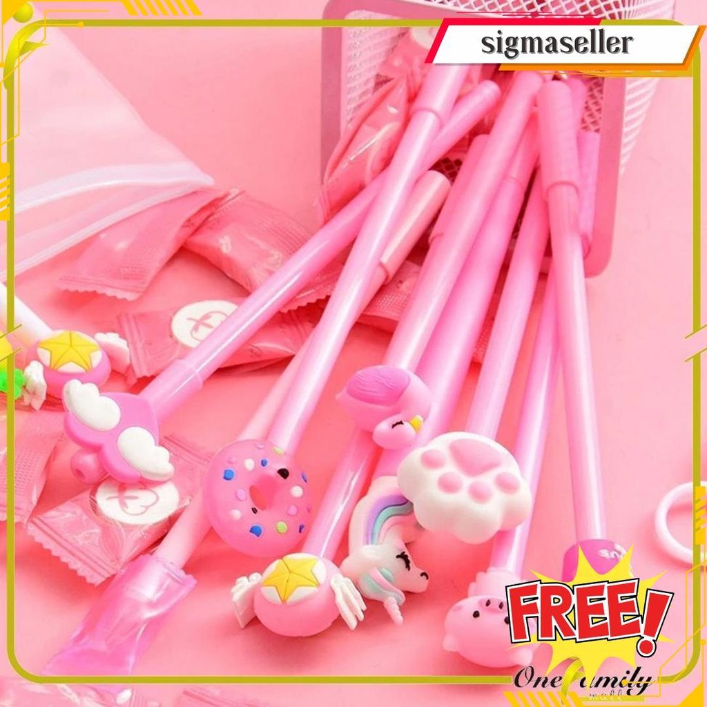 

One-A15 Pulpen Gel Karakter Lucu Set Isi 20Pcs Pena Free Zipper Pouch Tempat Pensil Transparan Murah Bisa Cod
