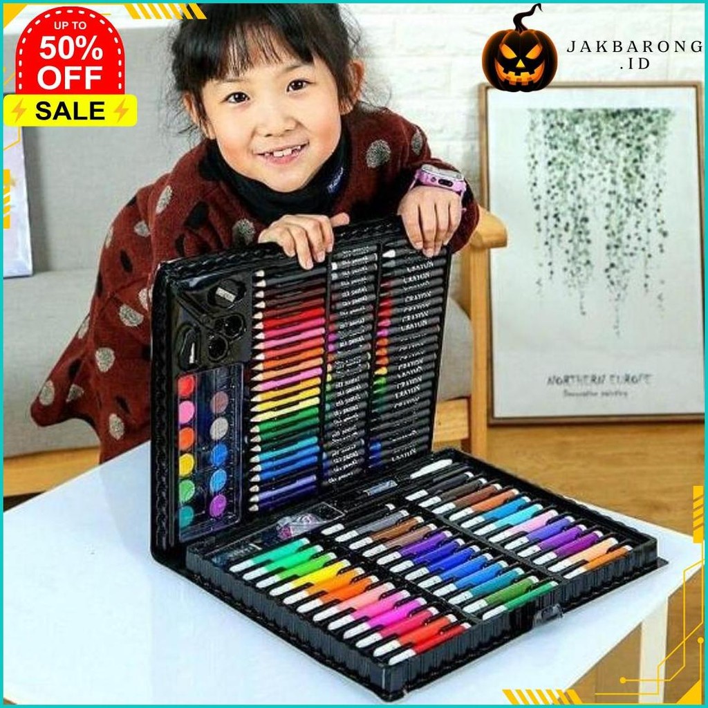 

150 Pcs Crayon Alat Lukis Anak Pensil Warna Cat Air Perlengkapan Menggambar Melukis Mewarnai Set Art Full Set Pc Krayon 150Pcs 150Pc Pastel Pena Cat Air Kuas Cod