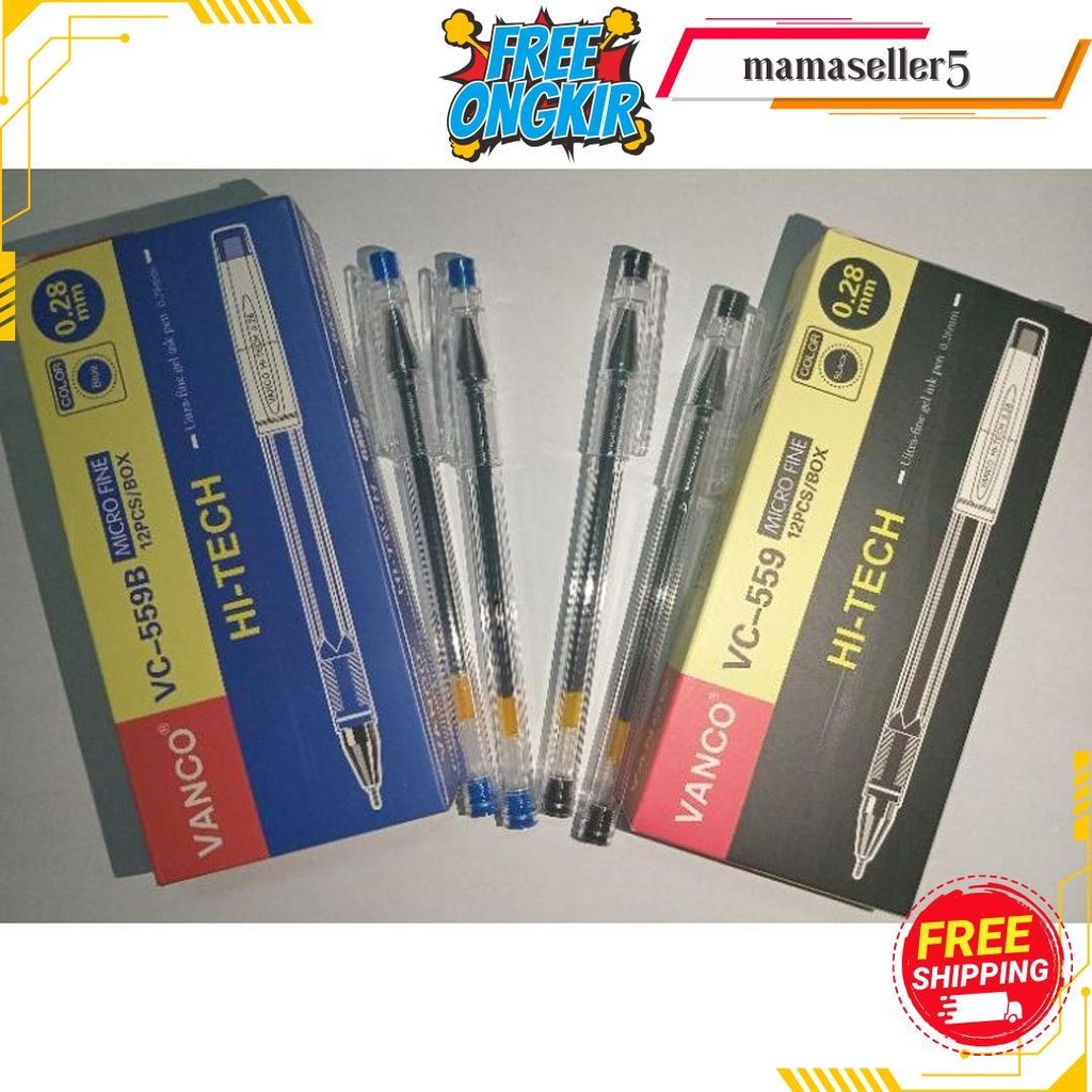

12Pcs Bolpoin / Pulpen Vanco Hitech Vc-599 Biru Dan Hitam Gratis Ongkir