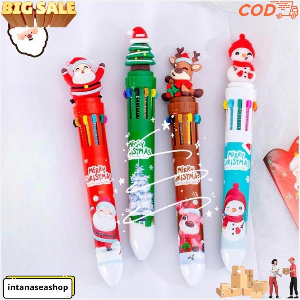 

Pulpen Natal 10 Warna Lucu Santa Claus Pohon Snowman Rusa Ballpoint Christmas Bolpoin Bolpen Xmas Cute Lucu Imut Kado Hadiah Gratis Ongkir