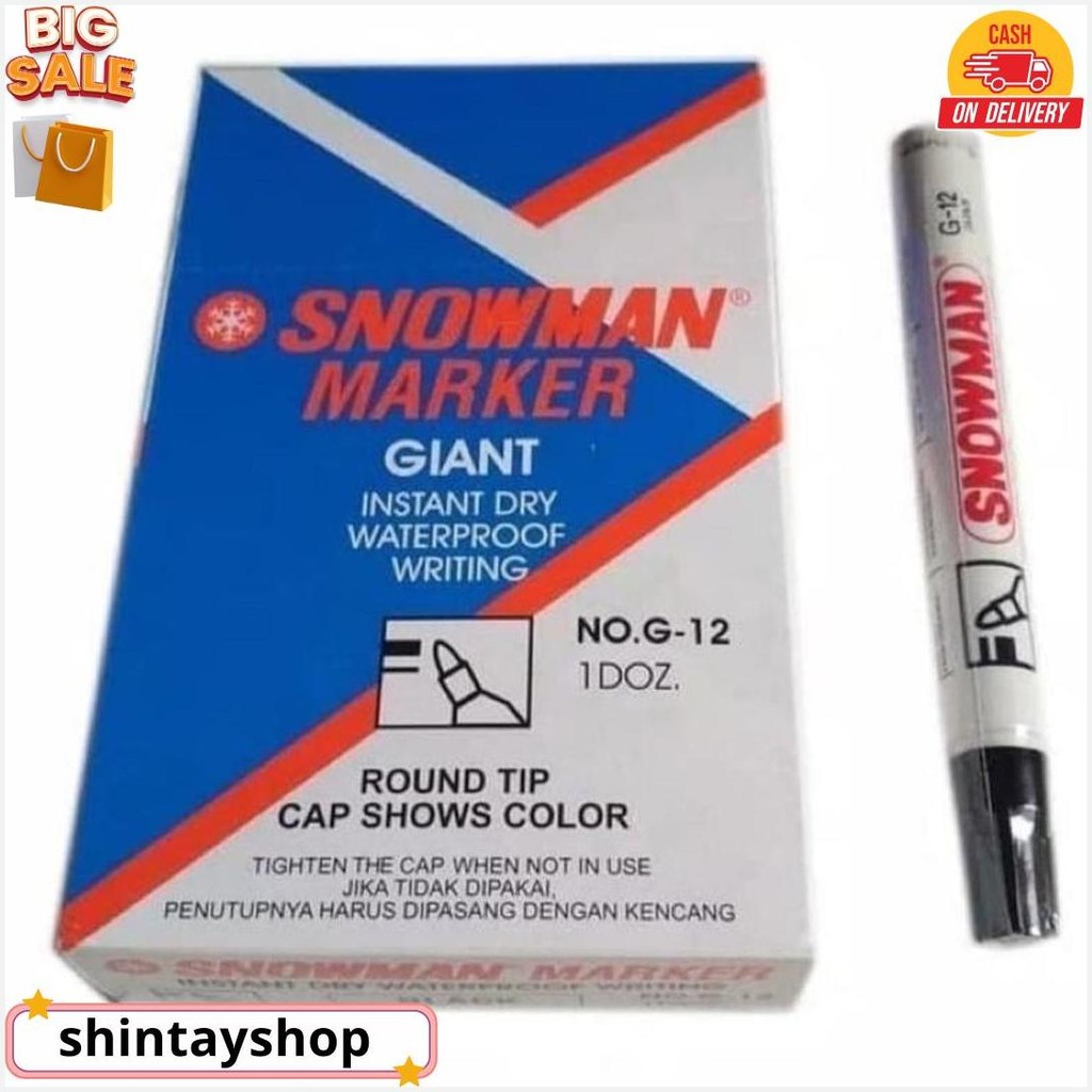 

Spidol Snowman Permanent G-12 (Lusinan) Bisa Cod