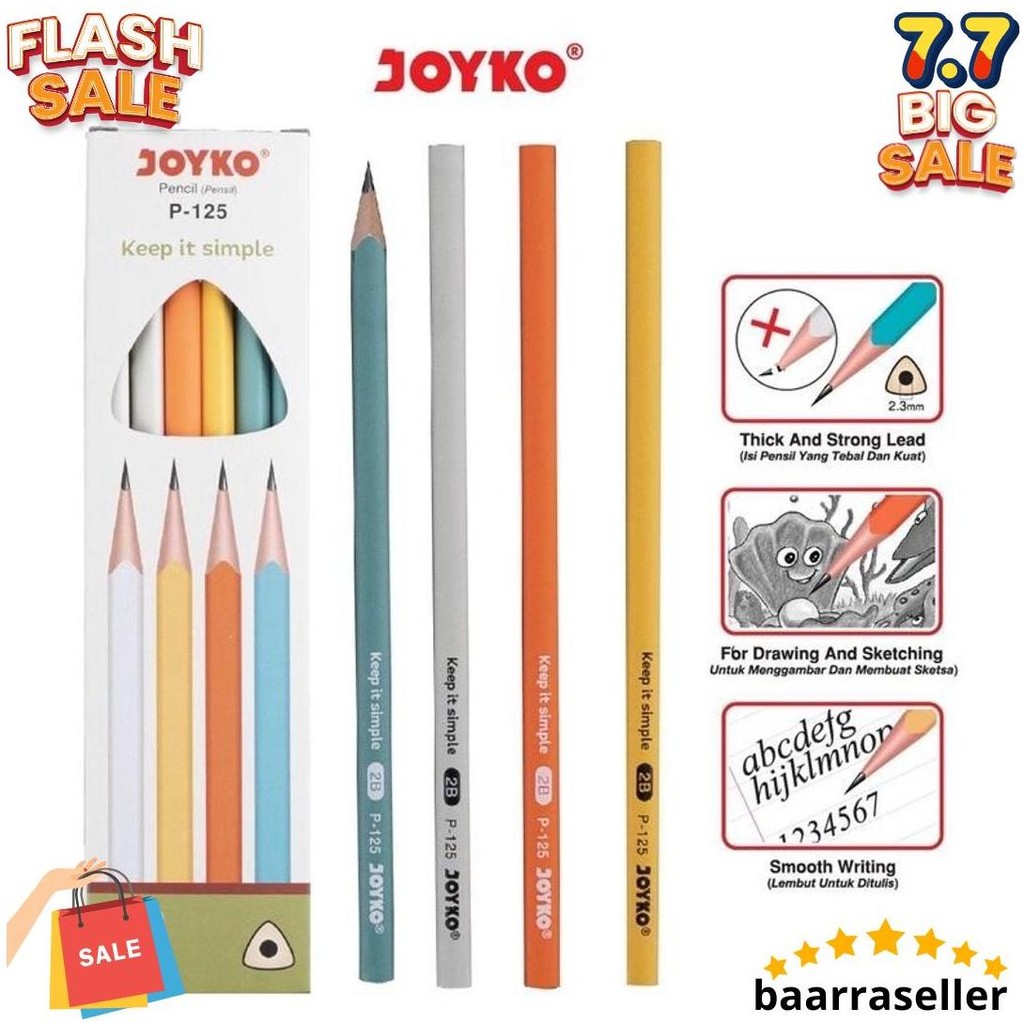 

(1Pack) Pensil Pencil Joyko P-125 2B 1 Box 12 Pcs Gratis Ongkir