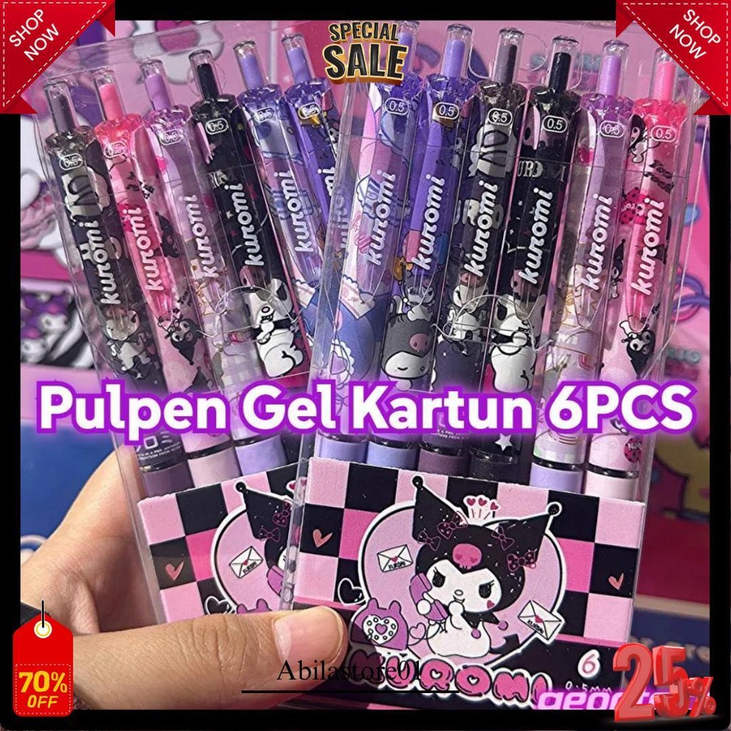 

Pulpen Gel 0.5Mm 6Pcs Sanrio Pen Bolpoin Tinta Gel Cair Model Cetekan Isi 12Pcs Kuromi/ Cinnamoroll/ Labubu/ Capybara Pena Aesthetic Edition Karakter Kartun Lucu Terlaris