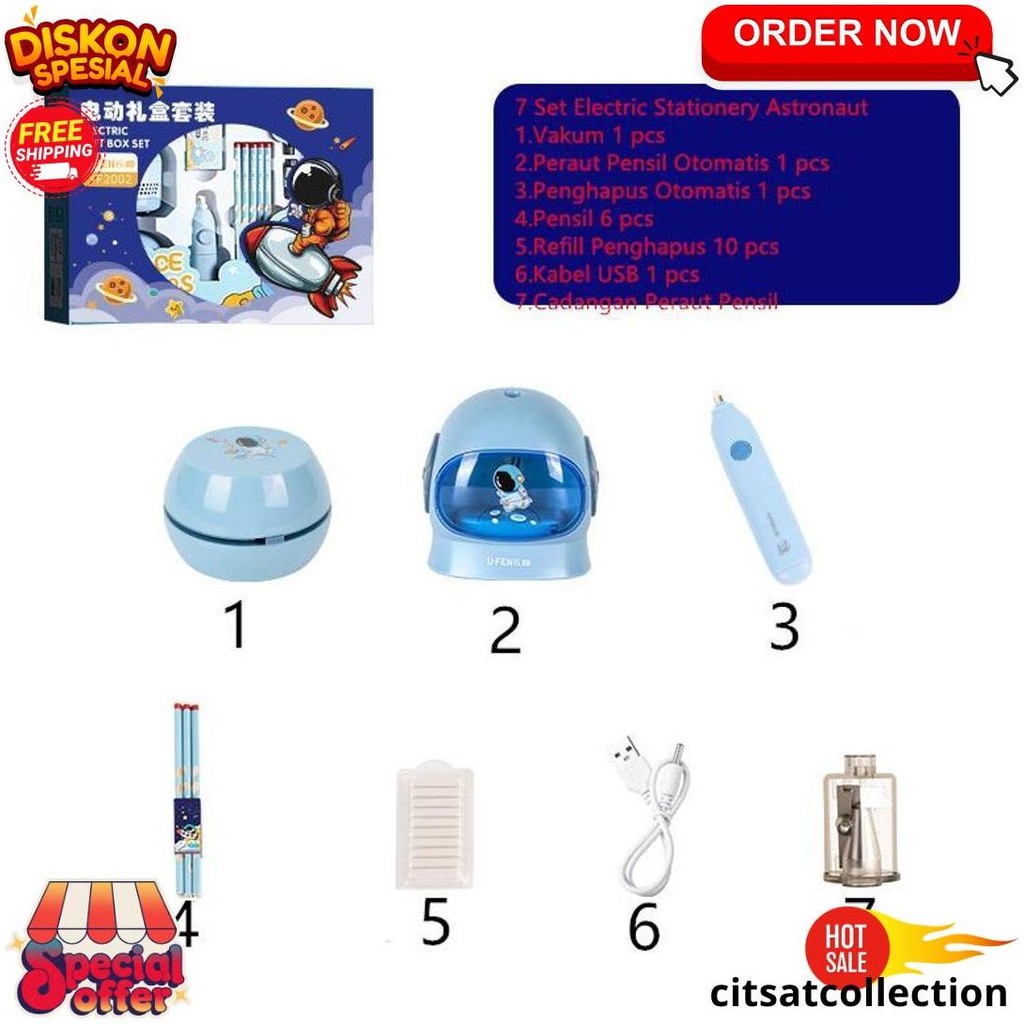 

Rhaast Electric Stationery Set / Set Alat Tulis Elektronik Rautan Penghapus Vacuum Pencil 11 In 1/Set Alat Tulis Elektronik Belajar Anak Perempuan Kado Bisa Cod