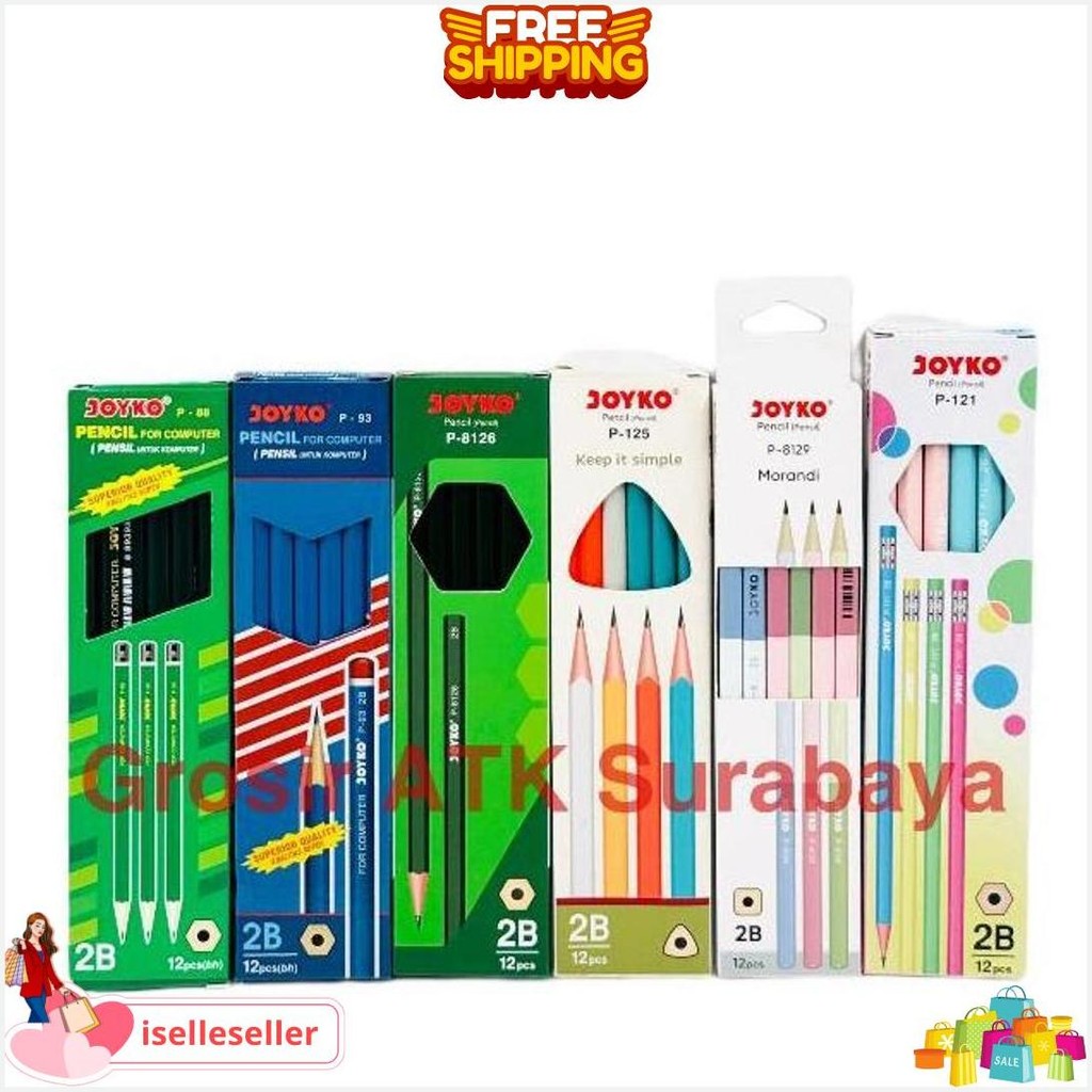 

( Dapat 1 Lusin ) Pensil / Pencil 2B Joyko Bagus Asli Murah Termurah Banget