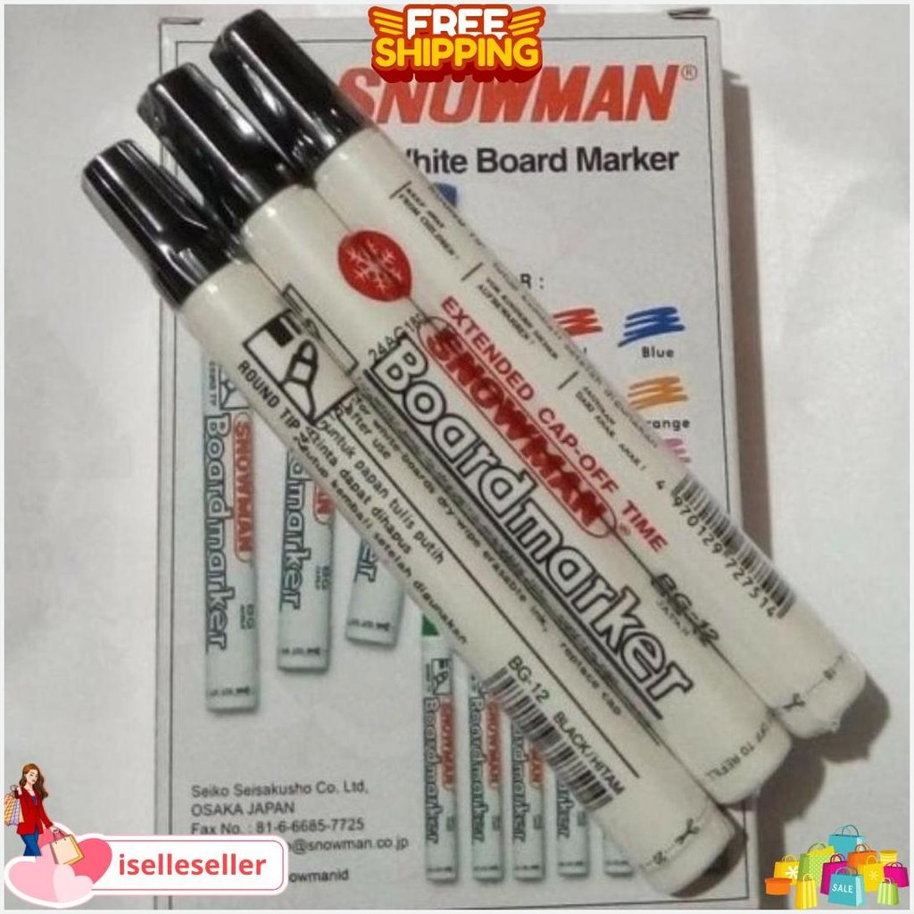 

Spidol Snowman White Board Marker Bg-12 Warna Hitam Dan Merah Satuan Spidol Snowman Murah Siap Kirim