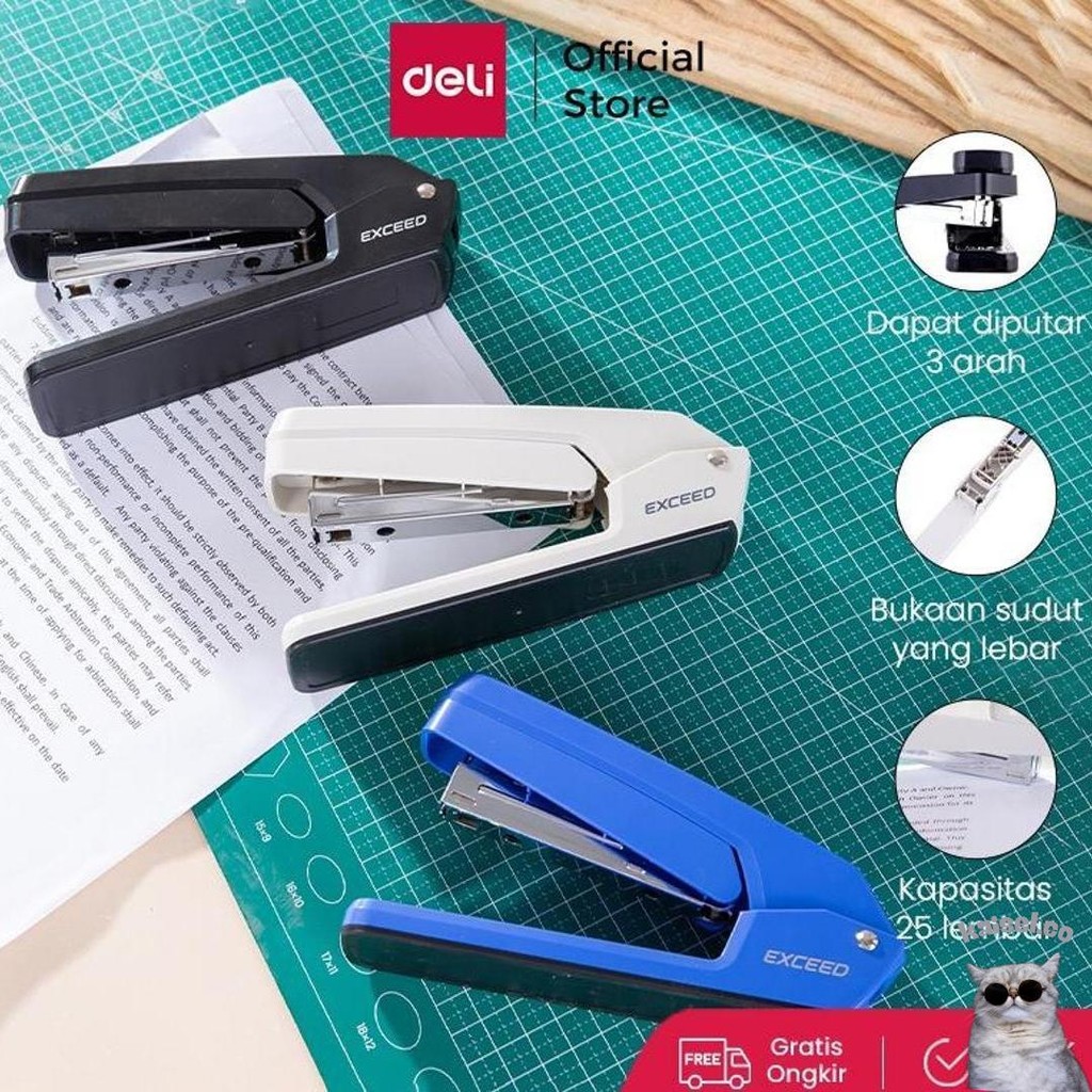

Deli Stapler Dapat Diputar 3 Arah 25 Lembar, 24/6 Dan 26/6 Setengah Strip Stapler E0434 Murah