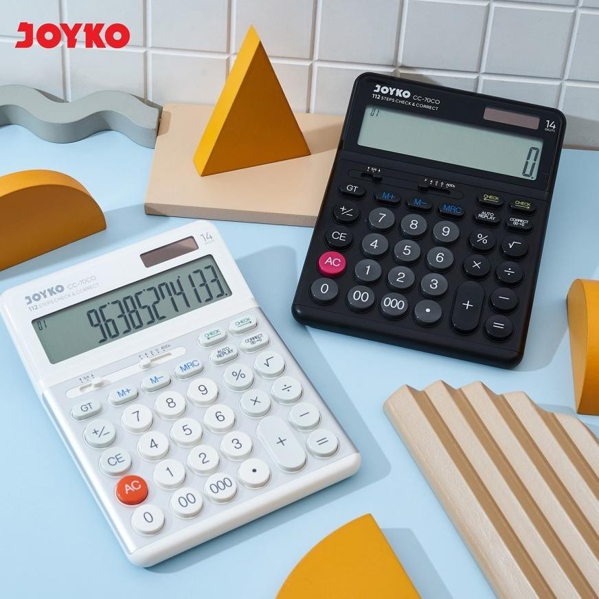 

qw-45 JOYKO CC 70CO CHECK & CORRECT CALCULATOR - Kalkulator With Alumunium Surface 14 Digit Cek ulang Original