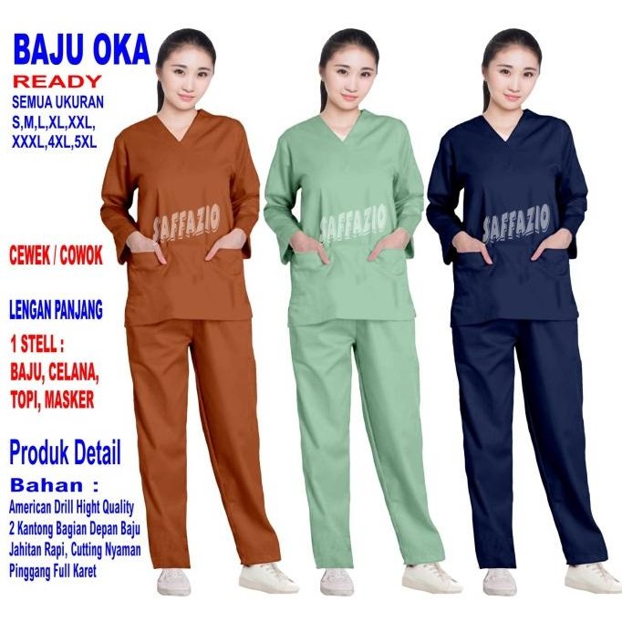 Baju Oka / Scrub Perawat / Baju Ok / Baju Medis Lengan Panjang