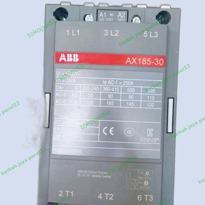 Contactor Abb Ax185-30 3P 185A 220Vac Kontaktor Abb Ax185-30 185A Original Dan Terpercaya
