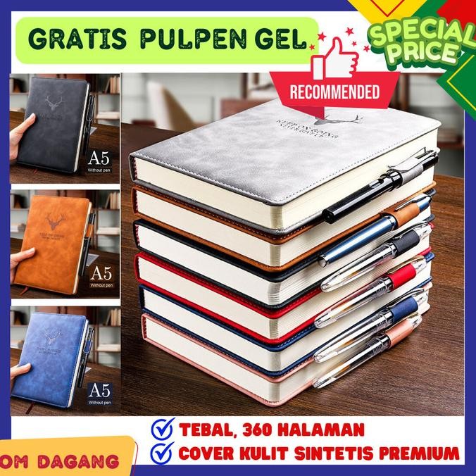 

Diskon!! Catatan Buku Agenda Kerja Notebook A5 Hardcover Kulit Tebal