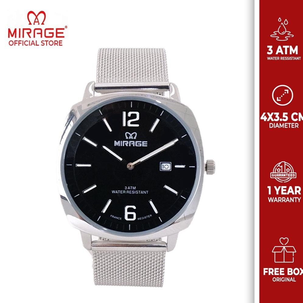 Ez23 Mirage Jam Tangan Analog Pria OriginaL 8720 M Silver Kasual Anti Karat Rantai Pasir Stainless S