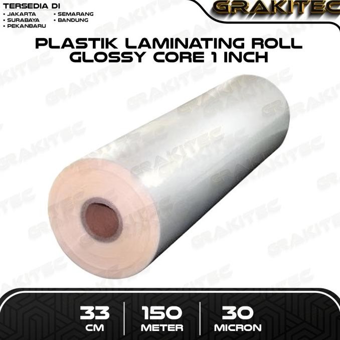 

TERBARU - PLASTIK LAMINATING ROLL 33CM X 150M X 21/30MIC DOFF / GLOSSY