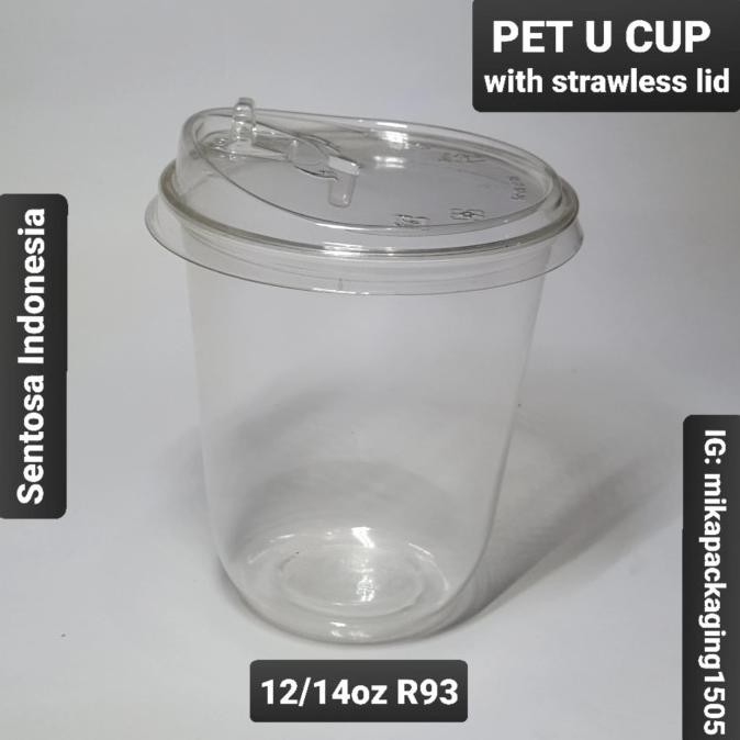 TERMURAH PET OVAL CUP 14 OZ SJP + TUTUP STRAWLESS SIP DIJUAL PER 50 SET