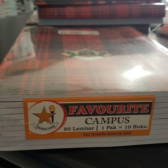 

Promo!! Buku Tulis Bintang Obor Fav Campus 50 Lembar Isi 10 Buku (Per Pak)