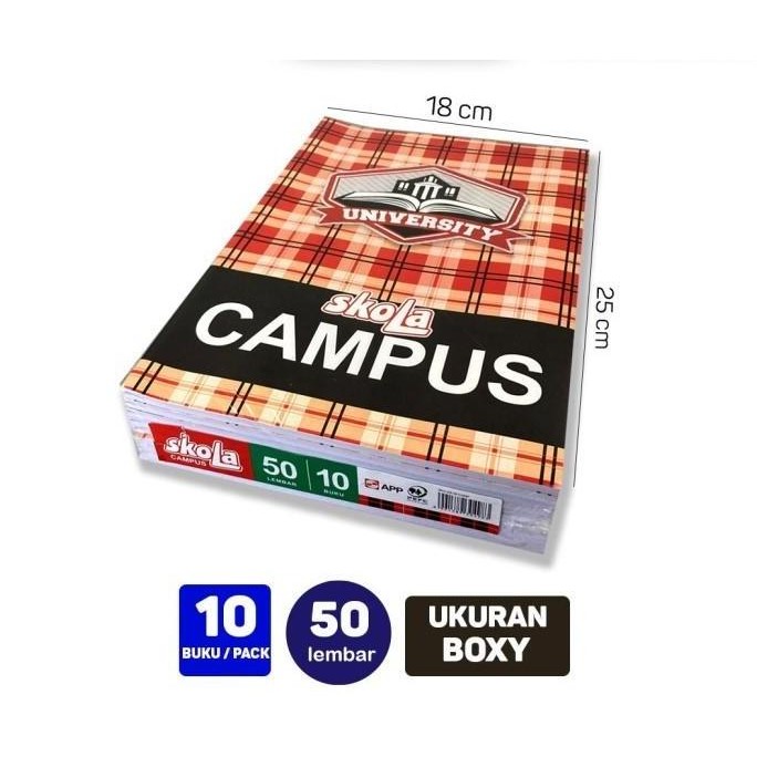 

New!! Buku Tulis Campus Skola 50 Lembar (1 Pack Isi 10 Buku)