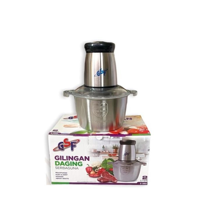 Produk Unggulan] Chopper Blender Gilingan Daging Serbaguna Stainless Food Chopper 2L GSF