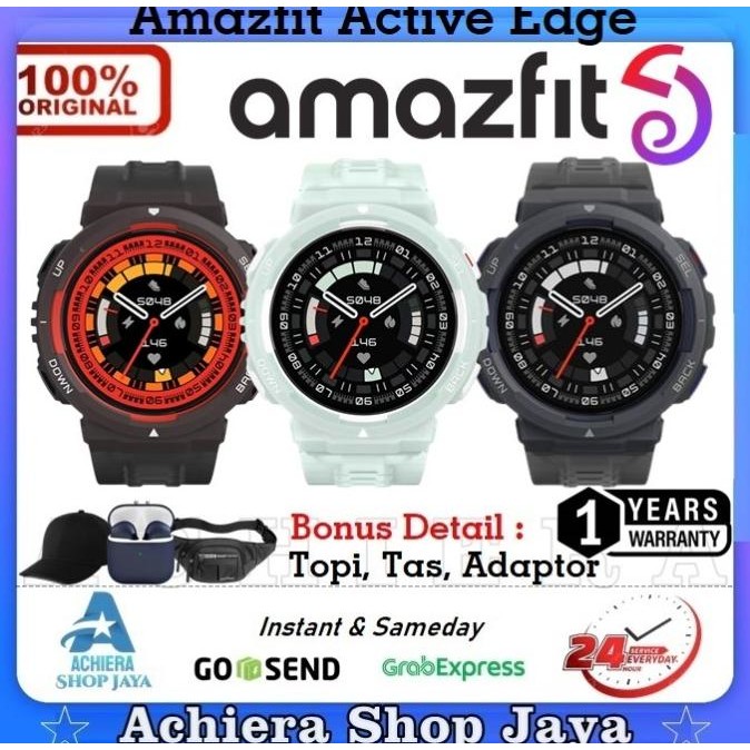 TERMURAH - Amazfit Active Edge Smartwatch 10 ATM GPS Stylish Rugged Design Resmi