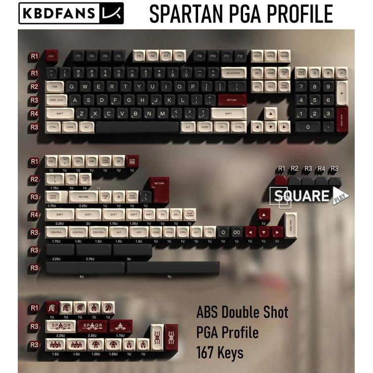 TERMURAH - SPARTAN Keycaps PGA Profile ABS Double - KBDFans