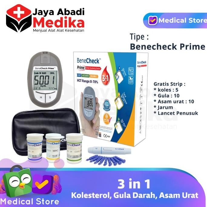benecheck prime 3 in 1 alat tes kolesterol gula darah asam urat akurat NUG
