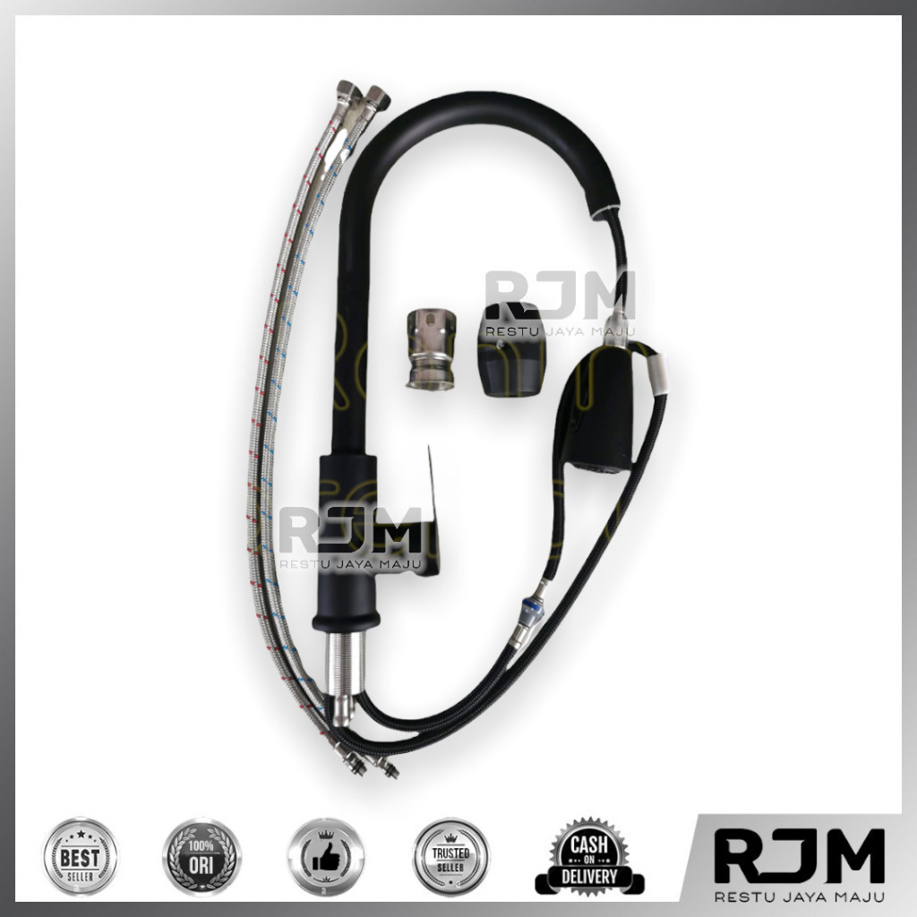 SOLIGEN Kran Angsa Tarik Air Sink Dapur Wastafel Black / Silver SS rj