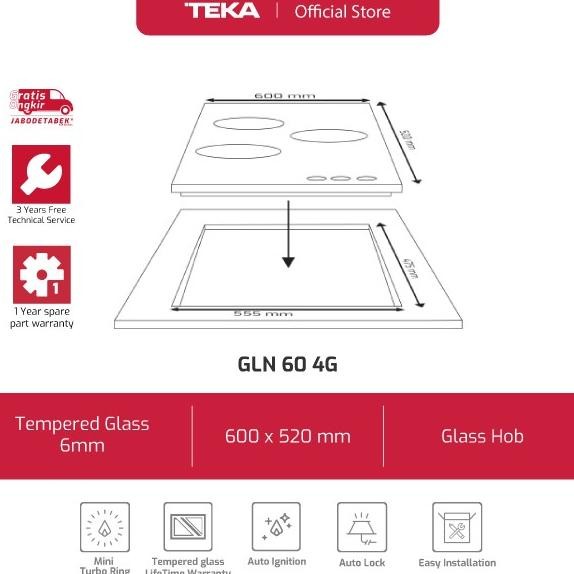 Murah Kompor Tanam Gas 4 Tungku Linea Teka Gln 60 4G