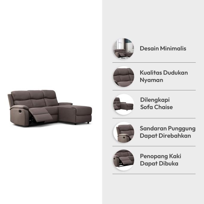 Promo Informa Owen Sofa Recliner Sudut Fabric Tempat Duduk Rebahan Sofa Santai Ruang Tamu Reclining 