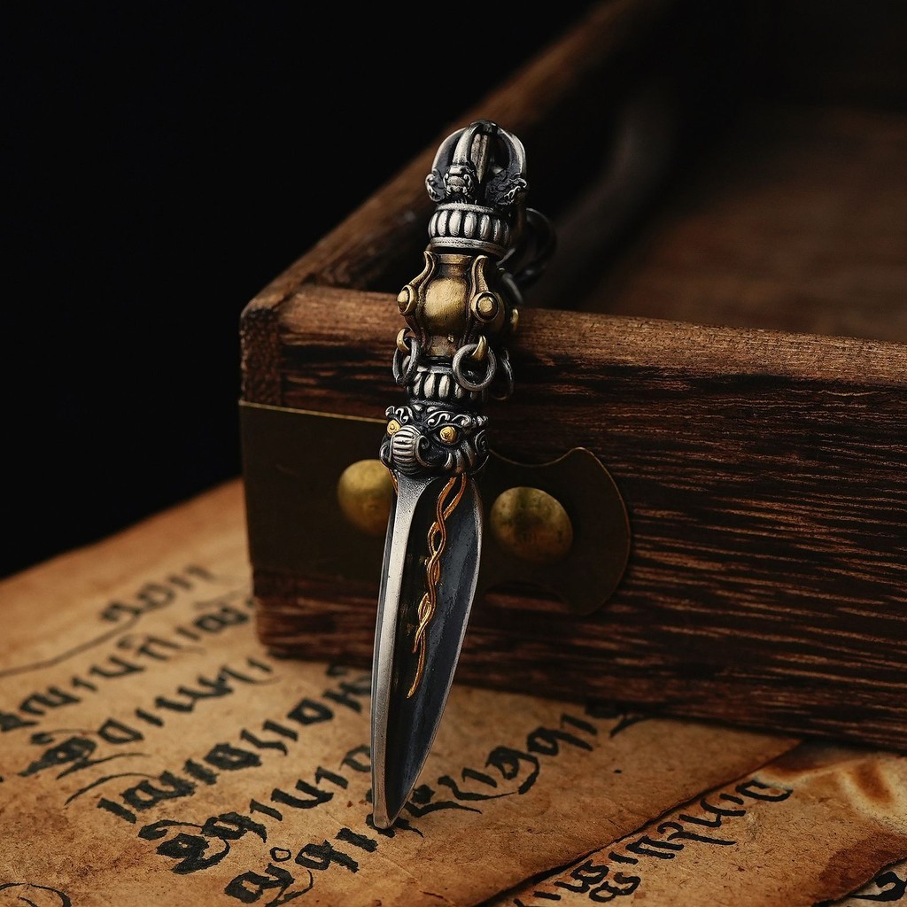 Liontin925Perak Kalung Gantung Vajra Desain Tradisional Tibet Gaya Kuno Gaya Nasional Trendy Hebat T