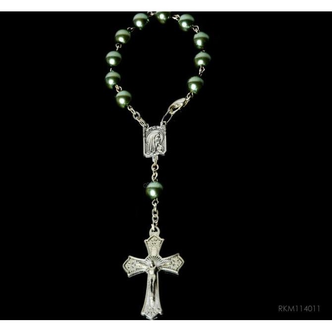 Kualitas terbaik] Rosario Decade Mutiara Artificial 8mm Rohani Katolik