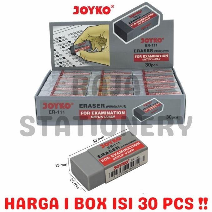 

Murah!! Joyko Eraser Penghapus Ujian Joyko Pensil Ulangan Ebta Exam Grade Eraser Er-111 Bersih Box [30Pcs]