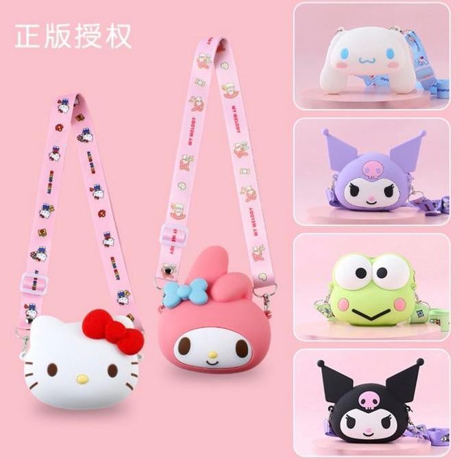 Laris Tas Sanrio Bag Tas Silikon Karakter Lucu Kuromi Melody Tas Selempang Karakter Sanrio