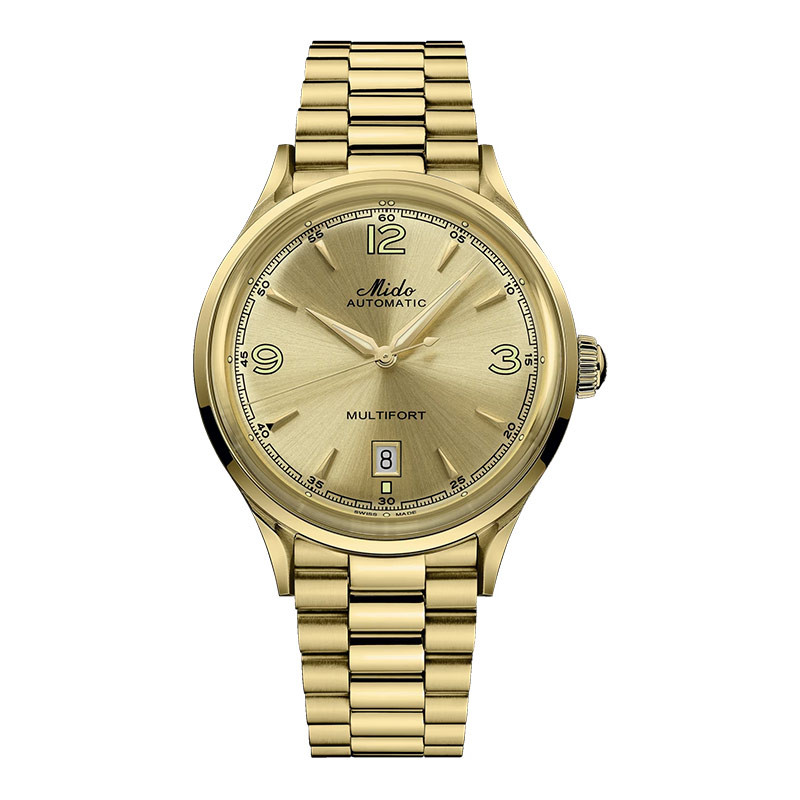 Jam Tangan Pria MIDO Multifort Powerwind M040.407.33.027.00 Champagne Dial Yellow Gold Stainless Ste