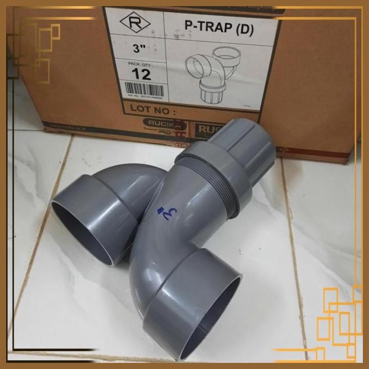 [TSJ] P Trap P-Trap Ptrap 3" inch PVC Rucika D